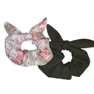 Floral bowknot scrunchie duo